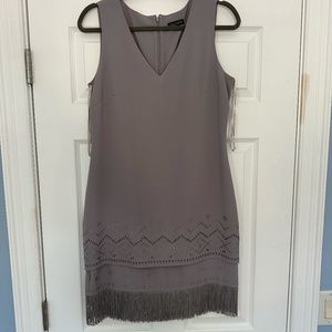 Tahari Dress- Mini with Fringe bottom- Gray- Size 6